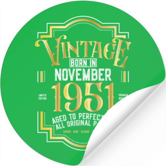 1951 November Birthday Vintage Stickers