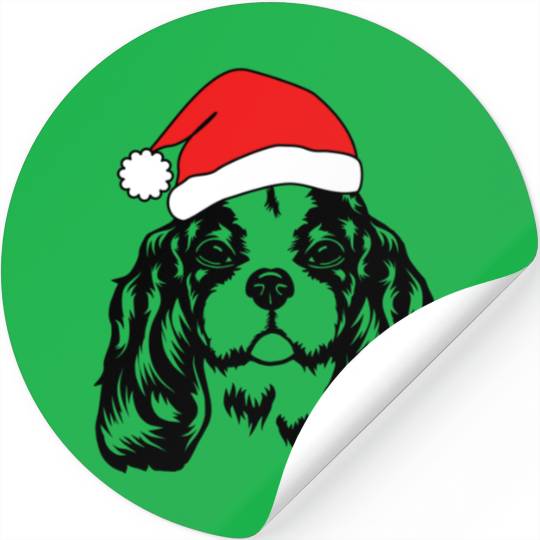 King Charles Dog Santa Hat Stickers