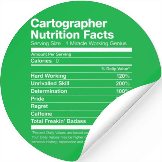 Cartographer Nutrition Facts List Funny Stickers