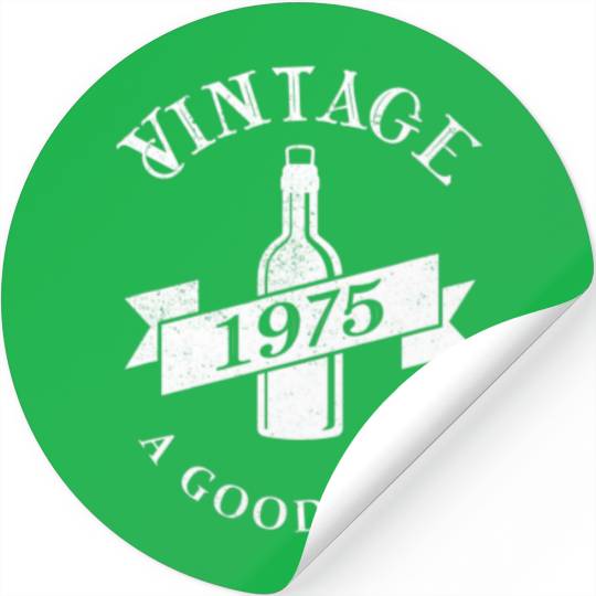 1975 Vintage Birthday Design Retro Wine Bottle Bir Stickers