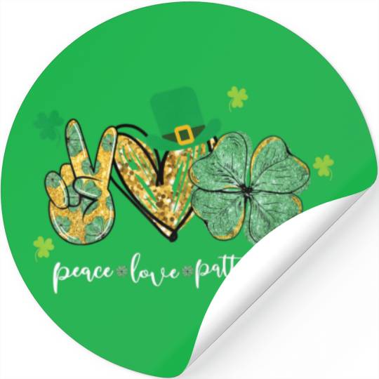 Peace Love St Patricks Day Funny Plaid Hearts Iris Stickers