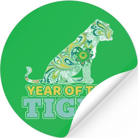 Happy Chinese New Year Zodiac Tiger Mandala Stickers