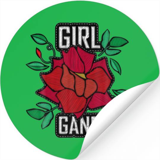 Graphic Roses Girl Gang Vintage Stickers