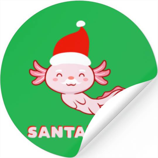 Christmas Axolotl Santalotl Cute Kawaii Santa Hat Stickers