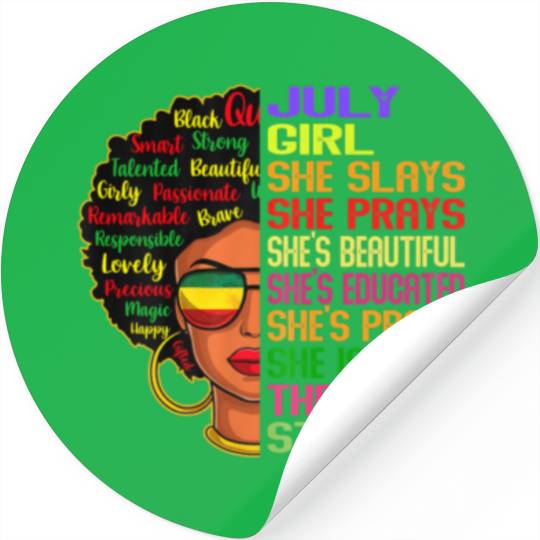Womens Afro Black History Month July Girl Slays Pr Stickers