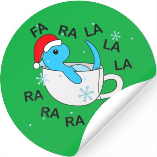 Tea Rex Christmas, Relax Blue Dino In Tea Cup Stickers