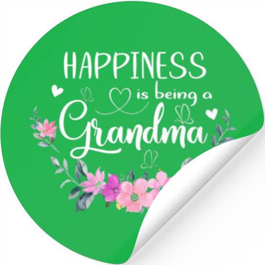 Happiness Is Being A Grandma Women Floral Decor Gr Stickers