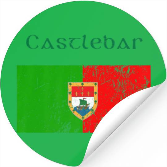 Castlebar, Mayo Shamrock Ireland Flag, Craic And C Stickers