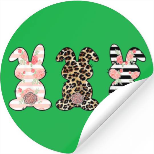 Leopard Easter Bunny Rabbit Trio Cute Easter Day M Stickers
