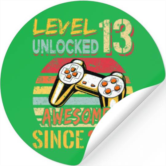 13Th Birthday Awesome Since 2008 Level 13 Unlocked Stickers