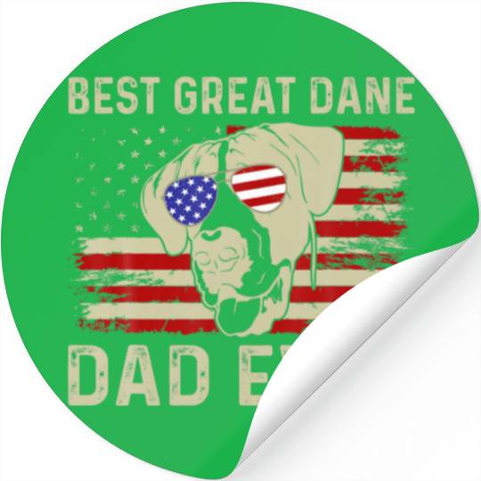 Best Dog Dad Ever American Flag Dad Joke Great Dan Stickers