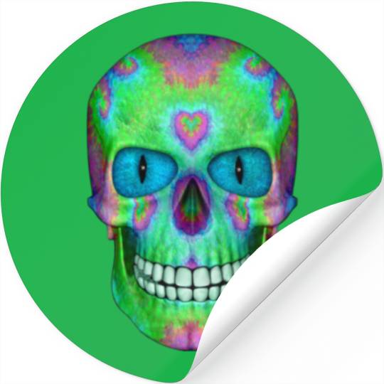 Tie Dye Undead Aqua Zombie Skull Stickers